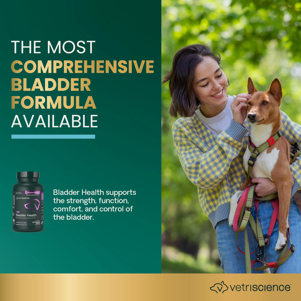 VetriScience Bladder Health Smoke Flavored Chewable Tablets, Bladder Strength & Urinary Tract Supplement for Dogs, for Leakage and Overactive Bladders, 90 Count