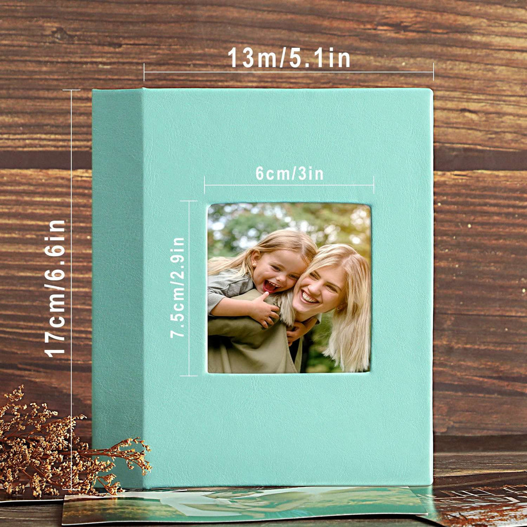 Photo Album 4x6 100 Pockets 2 Packs, Small Mini Capacity Leather Photo Albums, Each Pack Holds 100 Top Loader Vertical Only Pictures Teal
