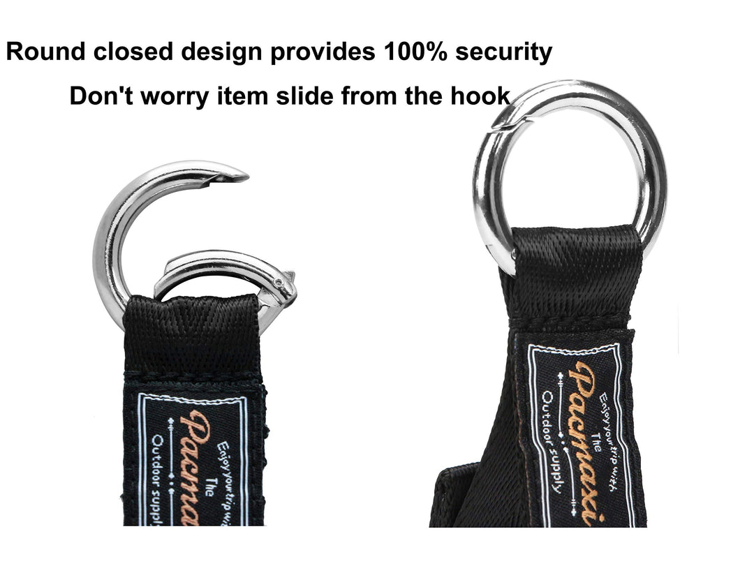 Round Strong Handy Hooks Clips Organizer Hanger for Walker, Rollator, Crutches, Wheelchair, Shopping Cart, 2 Pack (Black)