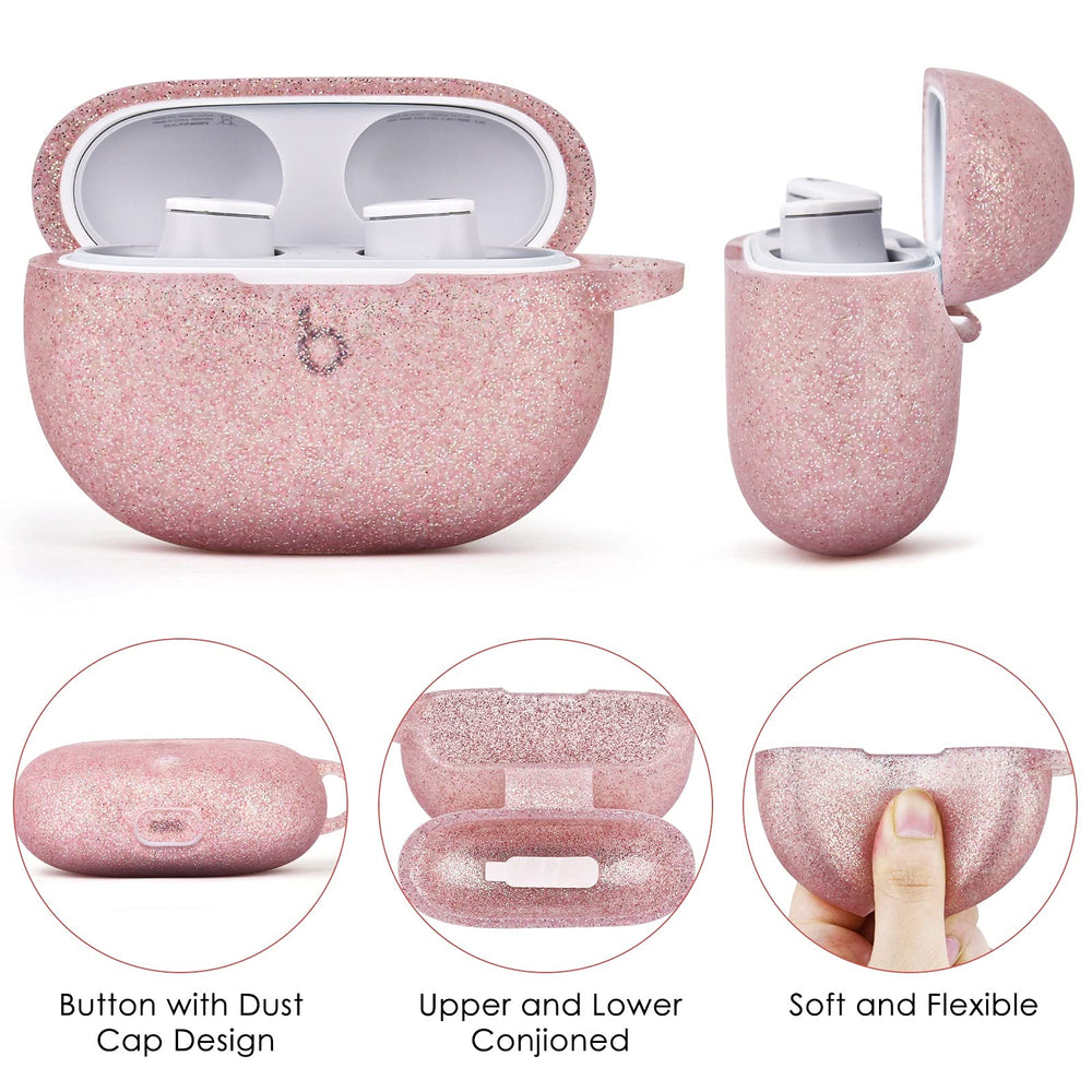 Compatible with Beats Studio Buds 2021 Case, Silicone Soft Carrying Cases Protective Wireless Charging Cover Skin with Beats Studio Earbuds Accessories Keychain for Women&Girls