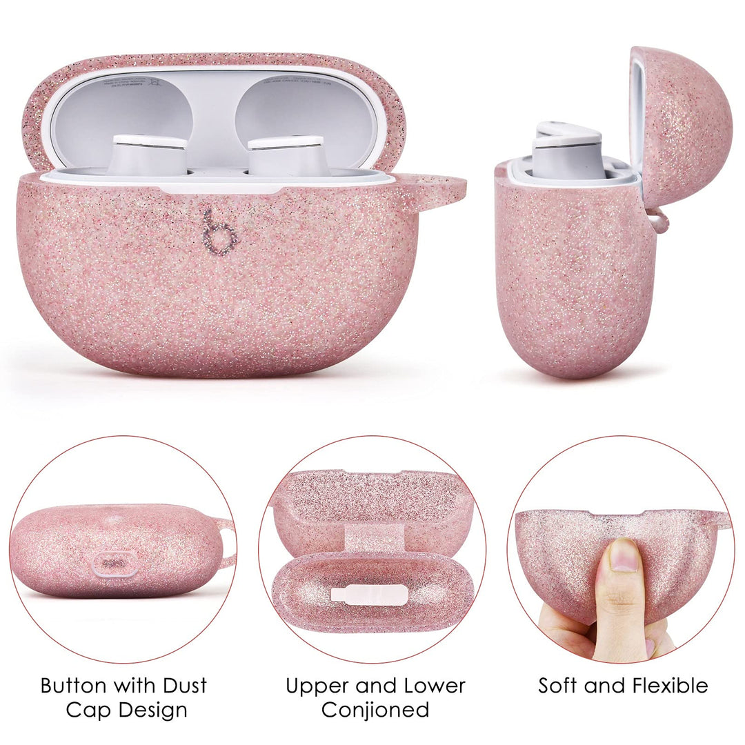 Compatible with Beats Studio Buds 2021 Case, Silicone Soft Carrying Cases Protective Wireless Charging Cover Skin with Beats Studio Earbuds Accessories Keychain for Women&Girls