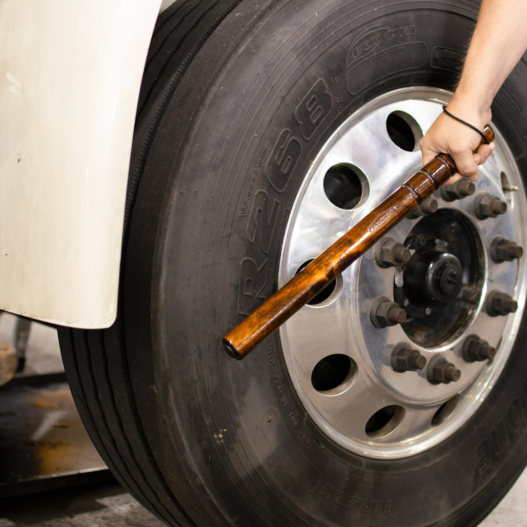 RPTT2 18-Inch Weighted Wood Tire Thumper Safety Stick Big Rig Tire Pressure Fish Bat, Brown