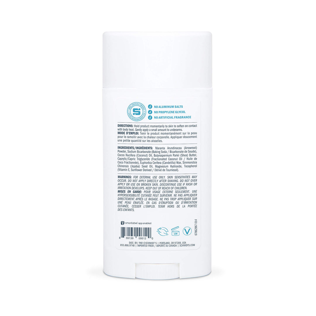 Schmidt's Aluminum Free Natural Deodorant for Women and Men, Fragrance Free 24 Hour Odor Protection, Certified Cruelty Free, Vegan Deodorant, 3.25 oz