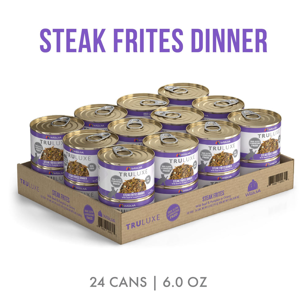 TruLuxe Cat Food, Steak Frites Dinner with Beef & Pumpkin in Gravy, 6oz Can (Pack of 24)