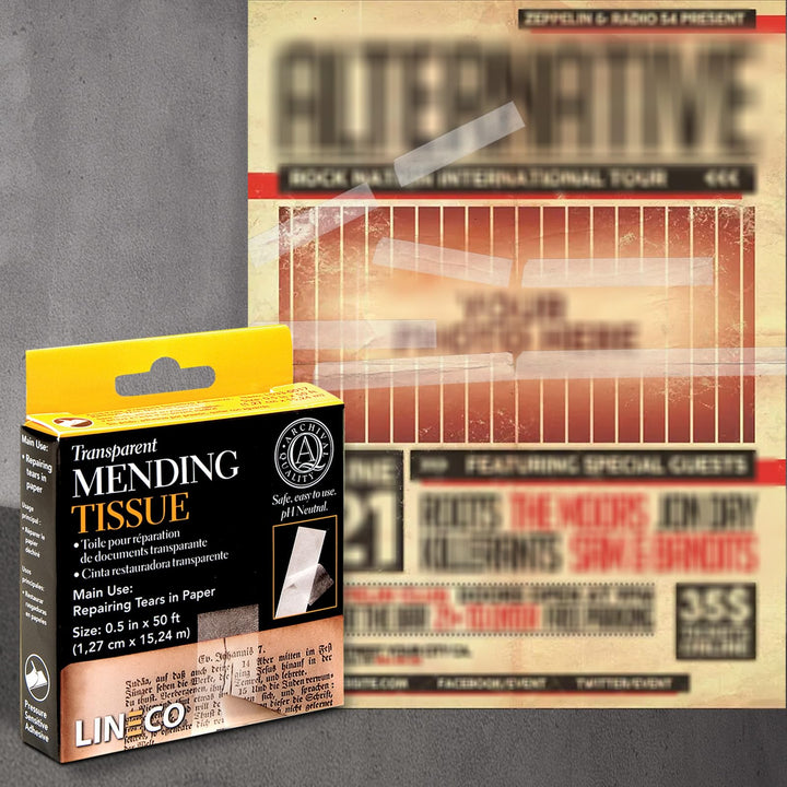 Archival Document Repair Tape, Repairs Paper Documents, Maps, Ephemera, Photos and Artwork. Acid-Free Translucent Tape 0.5 x 50', Pack of 1