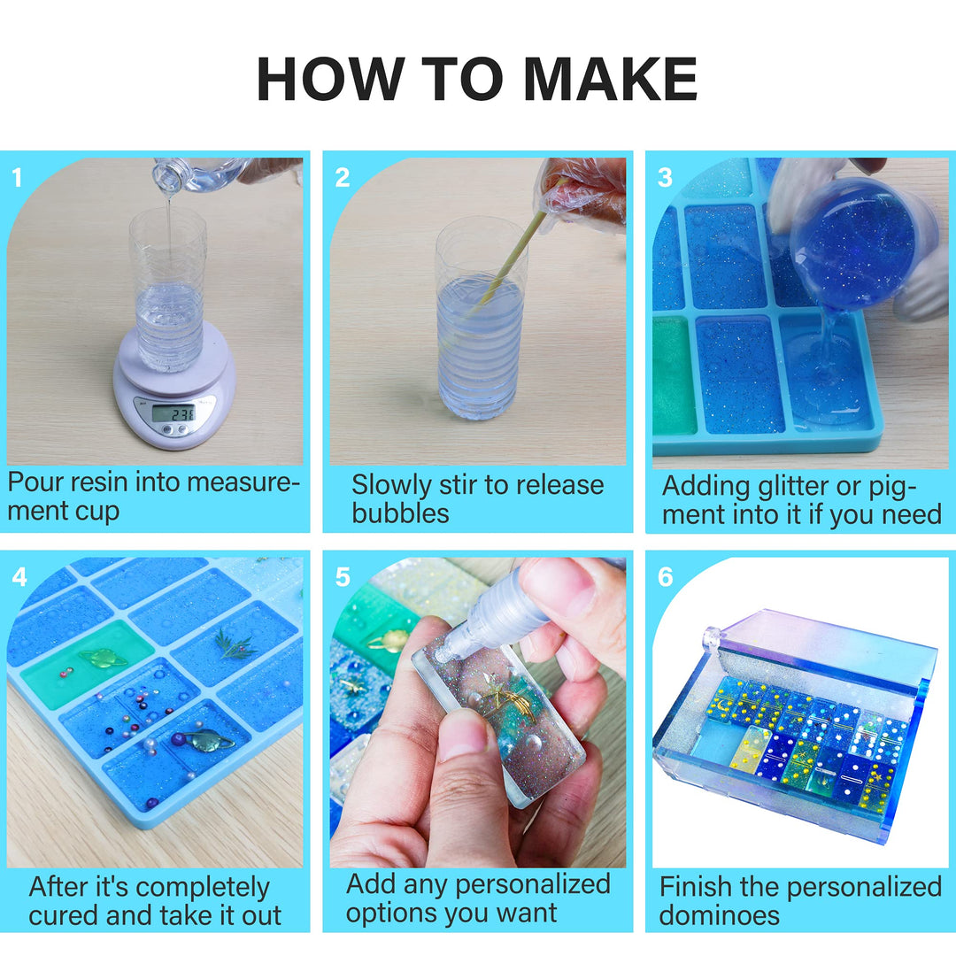 Domino Molds for Resin Casting, Silicone Resin Domino Mold Set, Domino Resin Mold and Domino Box Mold
