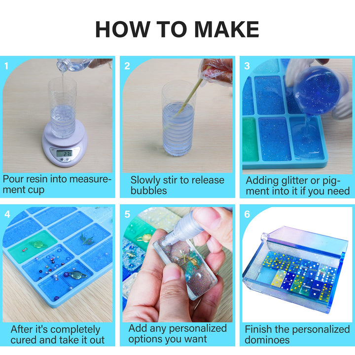 Domino Molds for Resin Casting, Silicone Resin Domino Mold Set, Domino Resin Mold and Domino Box Mold