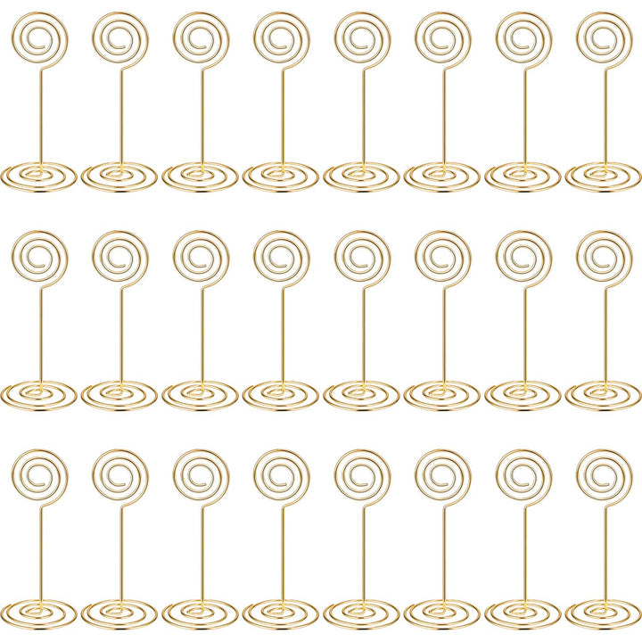 24 Pack Wedding Table Name Number Holders Table Card Holder Stands Place Paper Menu Clips Picture Memo Note Photo Holder (Gold)