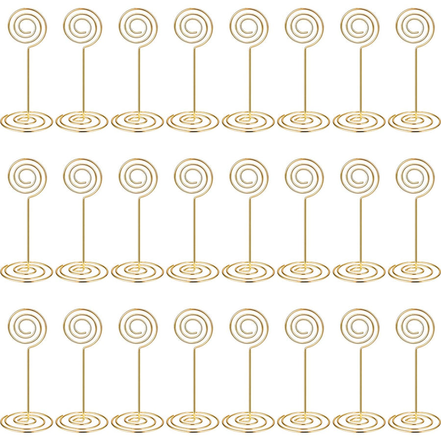 24 Pack Wedding Table Name Number Holders Table Card Holder Stands Place Paper Menu Clips Picture Memo Note Photo Holder (Gold)