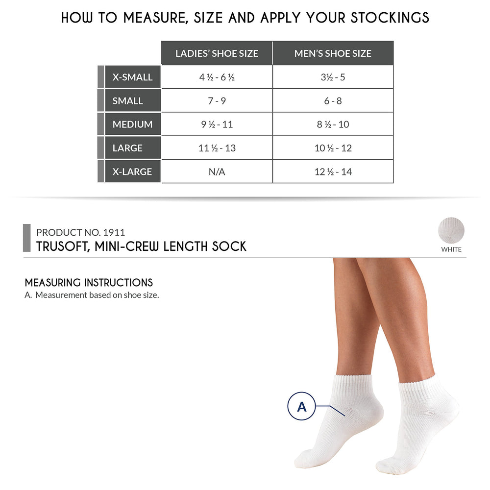 Truform Extra Soft, Cushioned 8-15 mmHg Ankle Compression Socks, White, X-Small