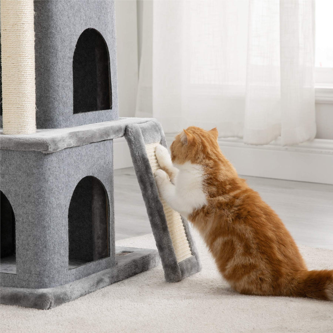 Lesure Cat Tree for Large Cat - Cat Tower for Indoor Cats with Scratching Post and Platform, Multi-Level Pet Play House Stable Kitty Furniture, 34 inches Tall, Grey