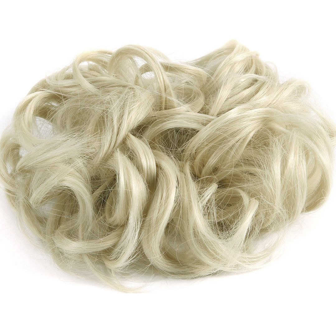 Dodoing Curly Messy Hair Bun Extension Ponytail Hairpiece Hair Extensions, Bleach Blonde,One Size
