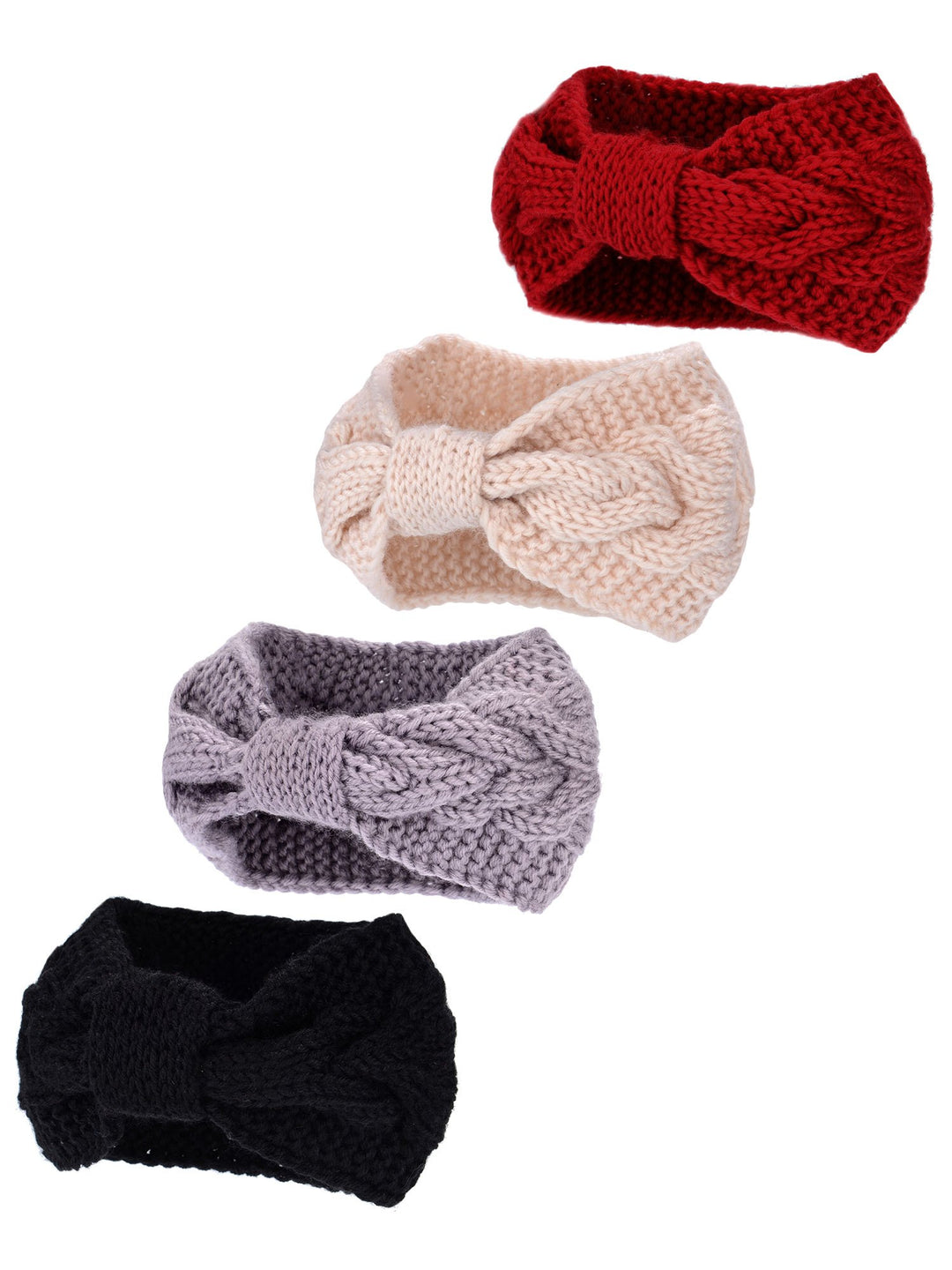 4 Pieces Cable Knit Headband Crochet Headbands Plain Braided Head Wrap Winter Ear Warmer for Women Girls, 4 Colors (Multicoloured A)