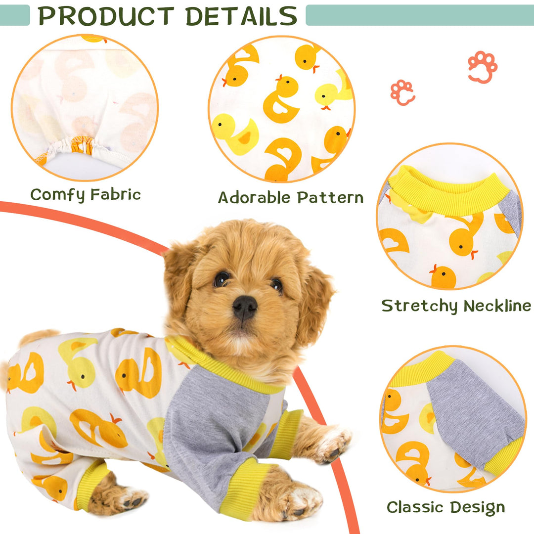 5 Pieces Puppy Dog Pajamas Pet Jumpsuit Soft Puppy Rompers Pet Dog Cute Clothes Onesies Puppy Bodysuits for Pet Puppy Dog Cat, 5 Styles (Small)