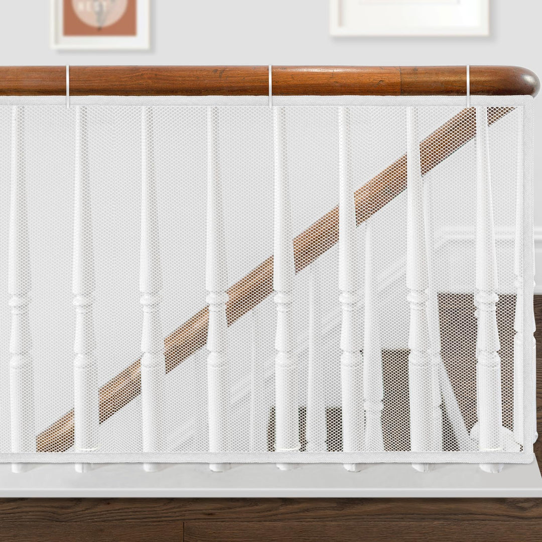 Indoor Outdoor Baby Safety Stair Railing Net 10ft x 2.6ft Baby Proofing Stair Balcony Banister Rail Guard Child Safety Stair Protection Safe Rail, White