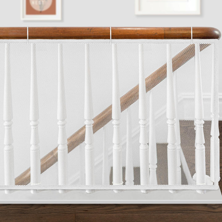 Indoor Outdoor Baby Safety Stair Railing Net 10ft x 2.6ft Baby Proofing Stair Balcony Banister Rail Guard Child Safety Stair Protection Safe Rail, White
