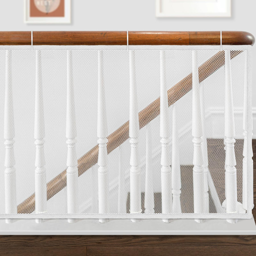 Indoor Outdoor Baby Safety Stair Railing Net 10ft x 2.6ft Baby Proofing Stair Balcony Banister Rail Guard Child Safety Stair Protection Safe Rail, White