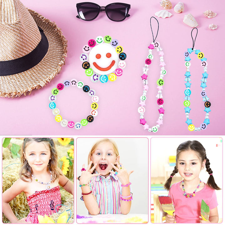 400PCS Smile Face Beads, 10mm Acrylic Round Smile Happy Face Loose Spacer Beads for Jewelry Making Bracelet Earring Necklace DIY Craft (Multi-color1)