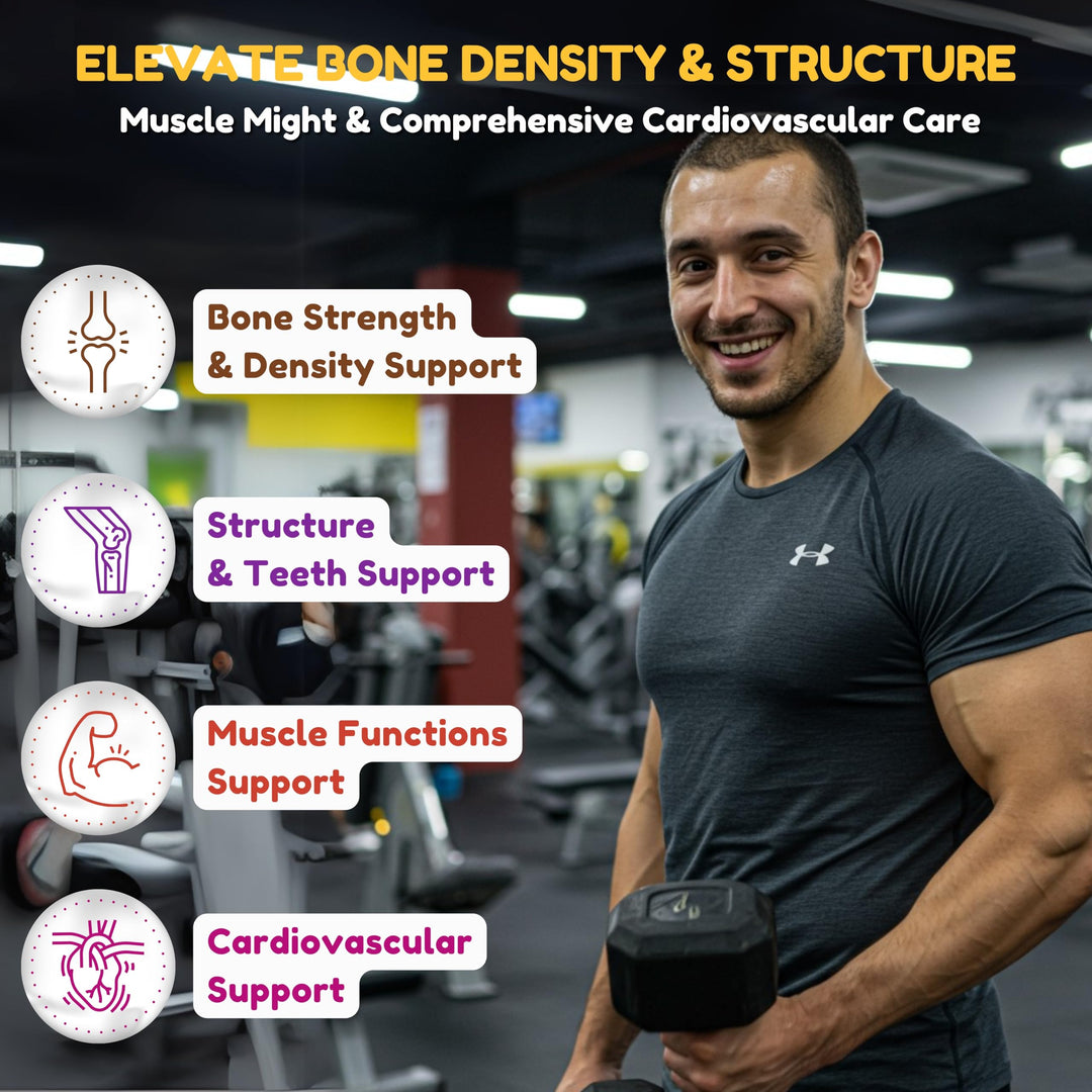 Halal Calcium Magnesium Supplement w/Vitamin D3 | Calcium 1,000 mg, Magnesium 500mg | 30 Servings, Non-GMO | Structure & Bone Strength, Teeth, Cardiovascular & Muscle Support