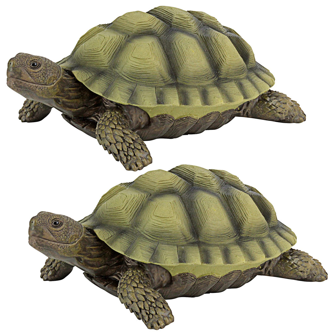Gilbert The Box Turtle Garden Decor Animal Statue, 9 Inch, Set of Two, Polyresin, Full Color