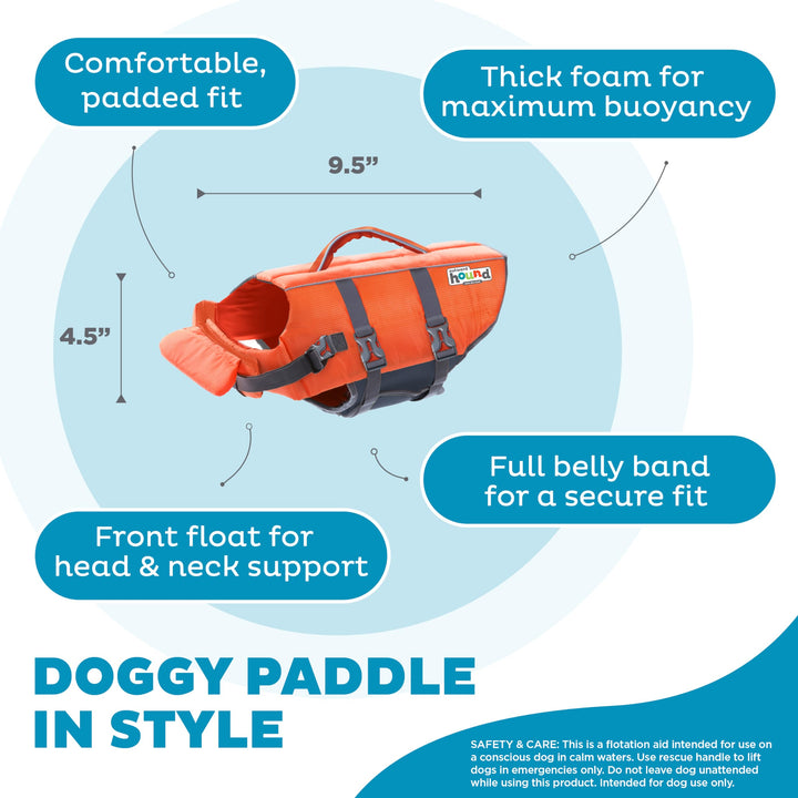 Granby Splash Orange Dog Life Jacket, XS