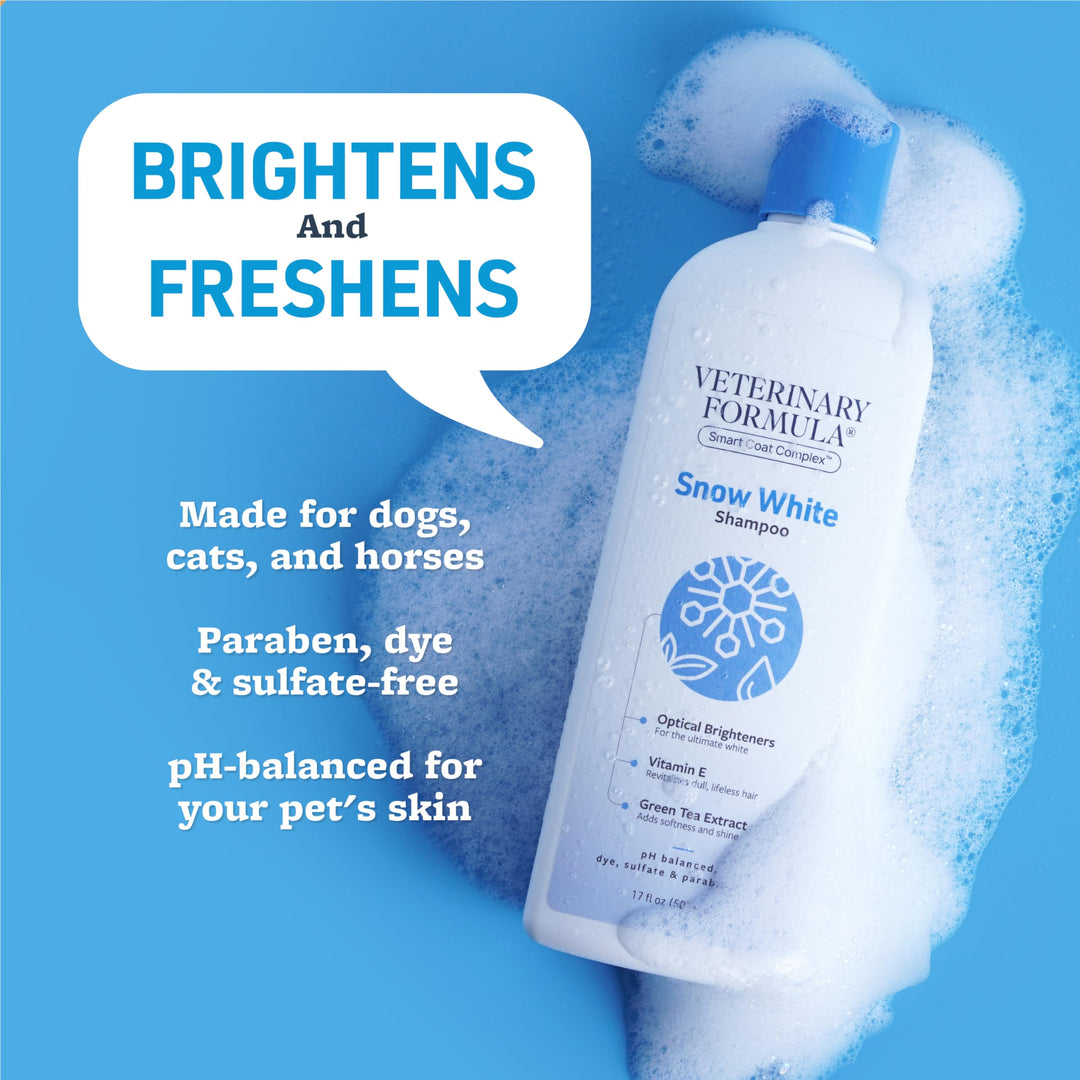 Smart Coat Complex Snow White Shampoo for Dogs and Cats, 17 Fl oz – Gently Remove Stains and Yellowing Without Bleach or Peroxide – Cleans, Deodorizes, and Brightens White Coats