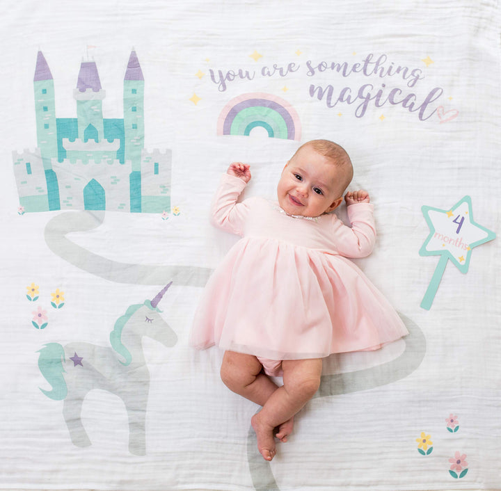 Baby’s First Year Milestone Blanket and Card Set | 40in x 40in (Something Magical)
