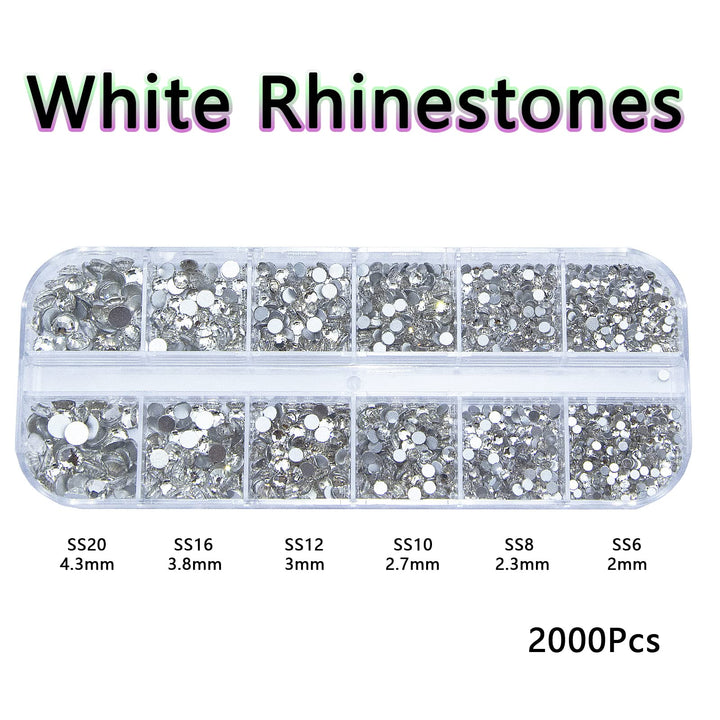 1620Pcs White Nail Rhinestones Crystals Glass Gems Stones White Round Beads Multi Shapes Sizes Flatback Rhinestones for Nail DIY Crafts Clothes Shoes Jewelry