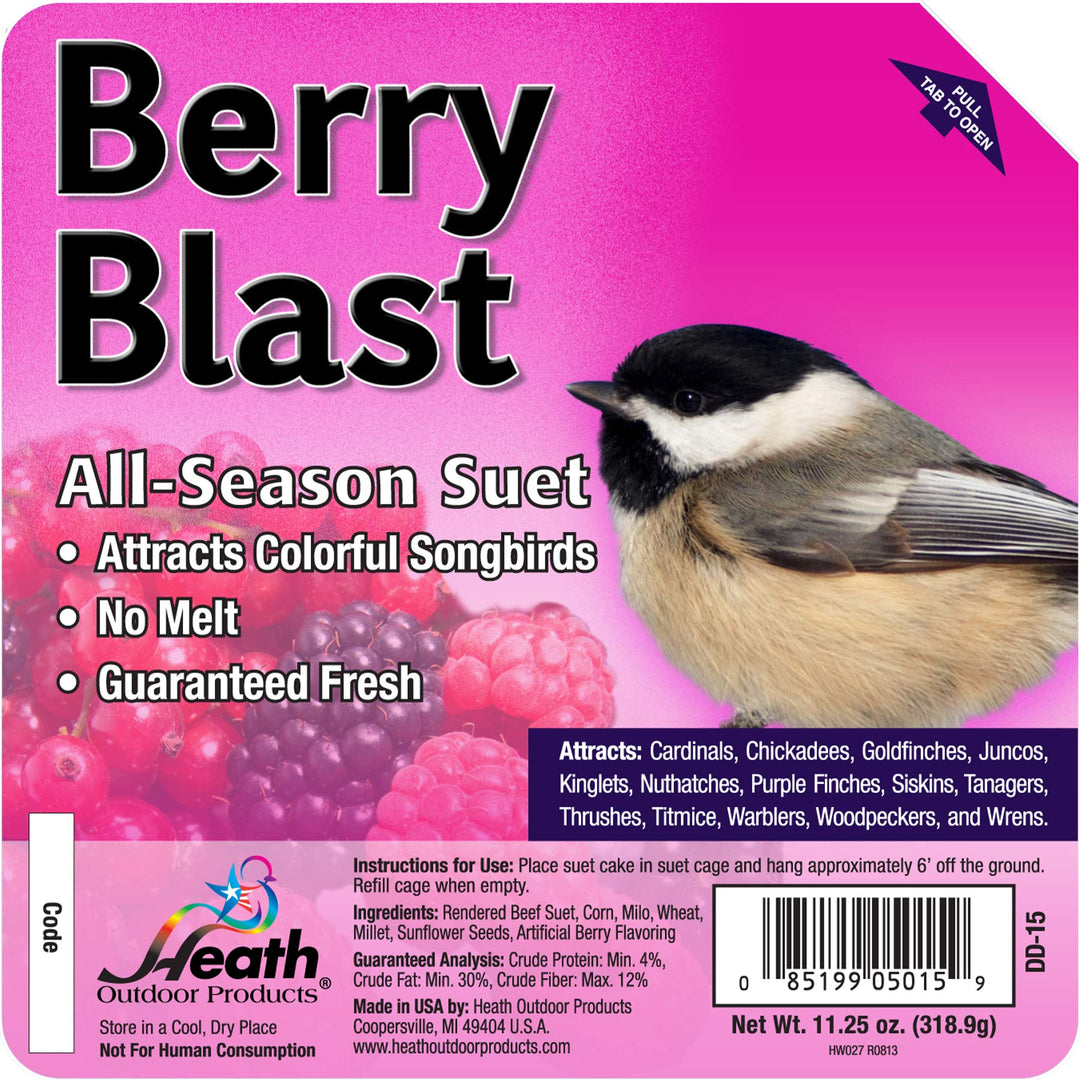 Heath Outdoor Products DD-15 Berry Blast Suet Cake, Case of 12, 0.75 lb