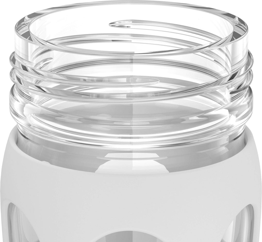 22-Ounce BPA-Free Glass Water Bottle with Classic Cap and Protective Silicone Sleeve, White