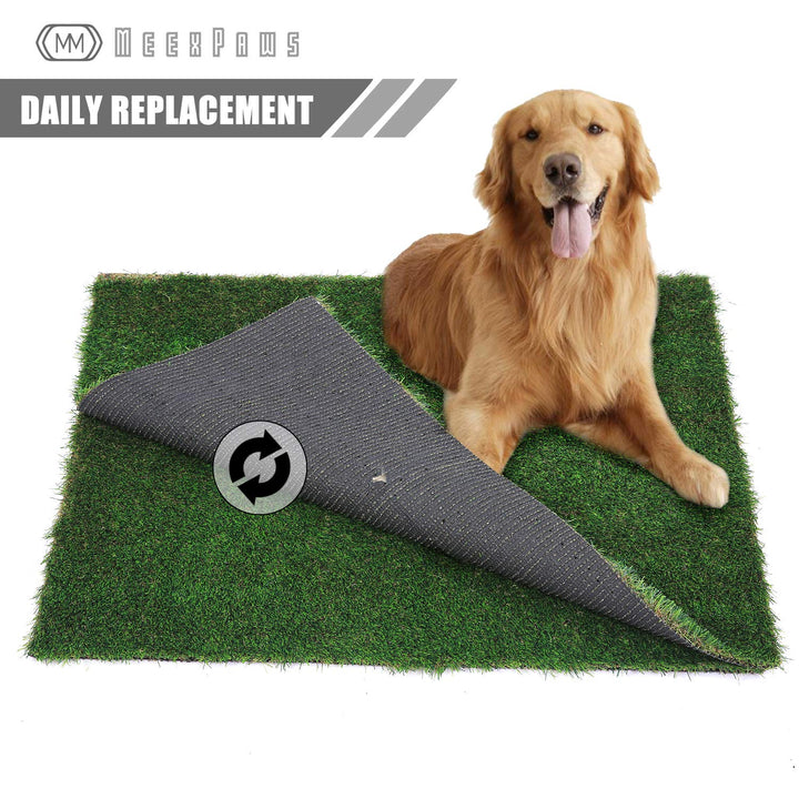 Dog Grass Pee Pads for Dogs with Tray | Extra Large 45×34 in | 2× Dog Artificial Grass Pads Replacement| Rapid Drainage | 2 Training Pads | Indoor Dog Litter Box