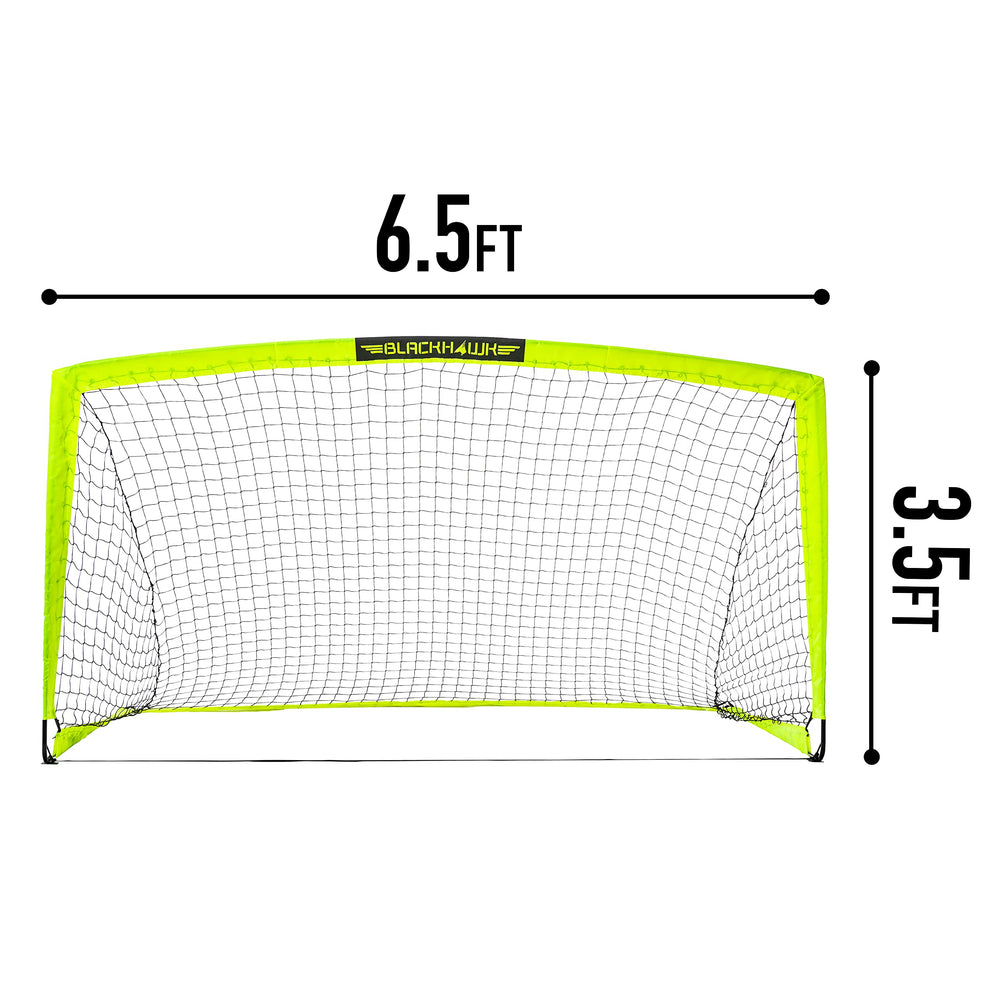 Blackhawk Backyard Soccer Goal - Portable Kids Soccer Net - Pop Up Folding Indoor + Outdoor Goals - 6'6 x 3'3' - Optic Yellow