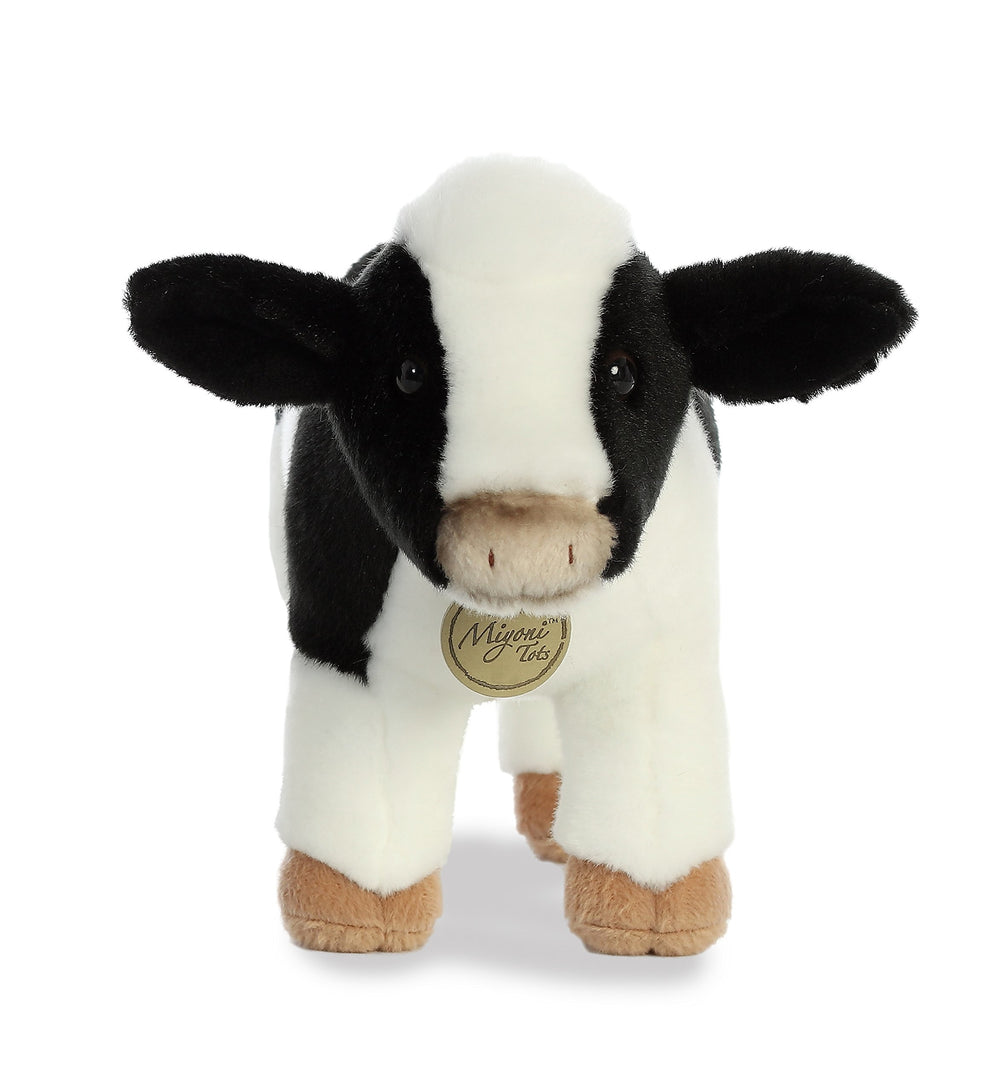 ® Adorable Miyoni® Tots Holstein Calf Stuffed Animal - Lifelike Detail - Cherished Companionship - White 11 Inches