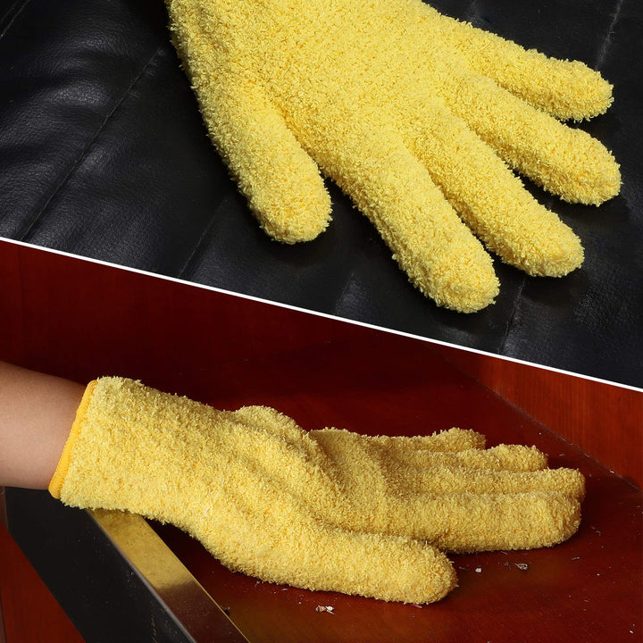 4 Pairs Microfiber Auto Dusting Cleaning Mittens Gloves Reusable Dusting Mittens for House Cleaning, Trucks and Cars, Nice for Cleaning Mirrors Lamps Window (Yellow, Gray, Blue, Dark Blue)