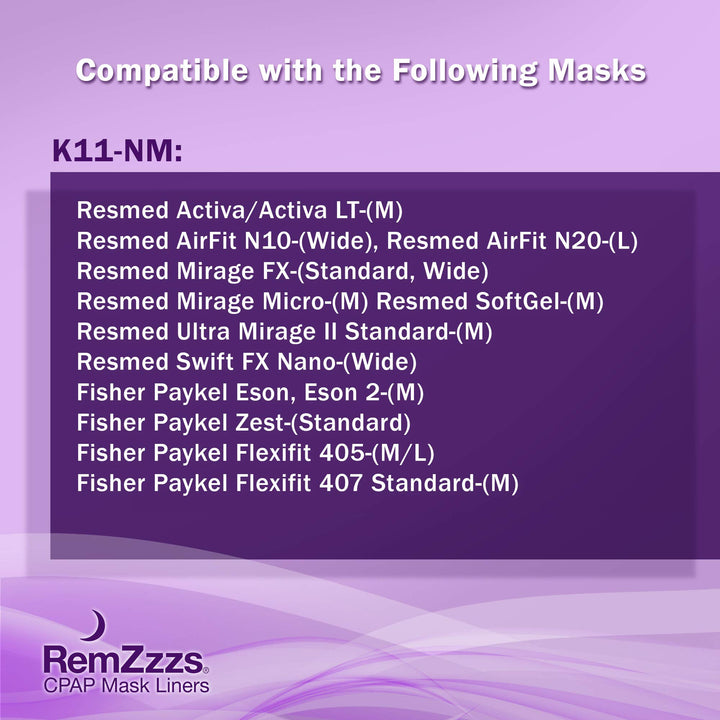 Nasal Cpap Mask Liners (K11-NM) - Reduce Noisy Air Leaks and Painful Blisters - Cpap Supplies and Accessories - Compatible with Resmed and Fisher Paykel
