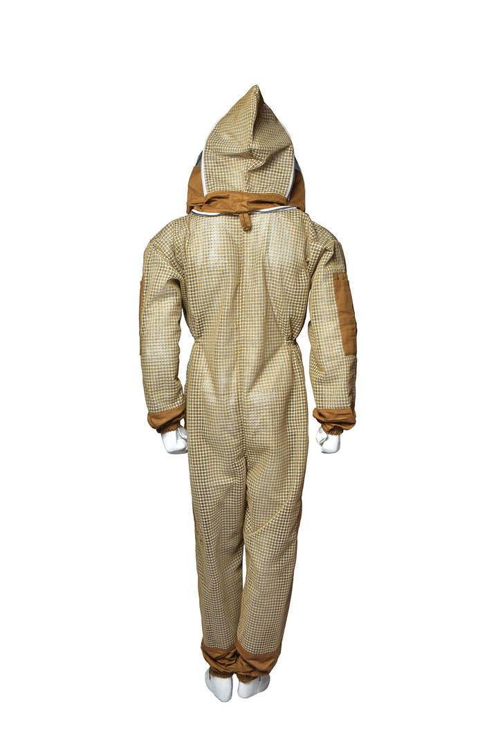 3 Layer Bee Suit Ventilated Beekeeper Suit with One Pair Gloves Beekeeping Suit with Fencing Veil (Medium, Khaki)