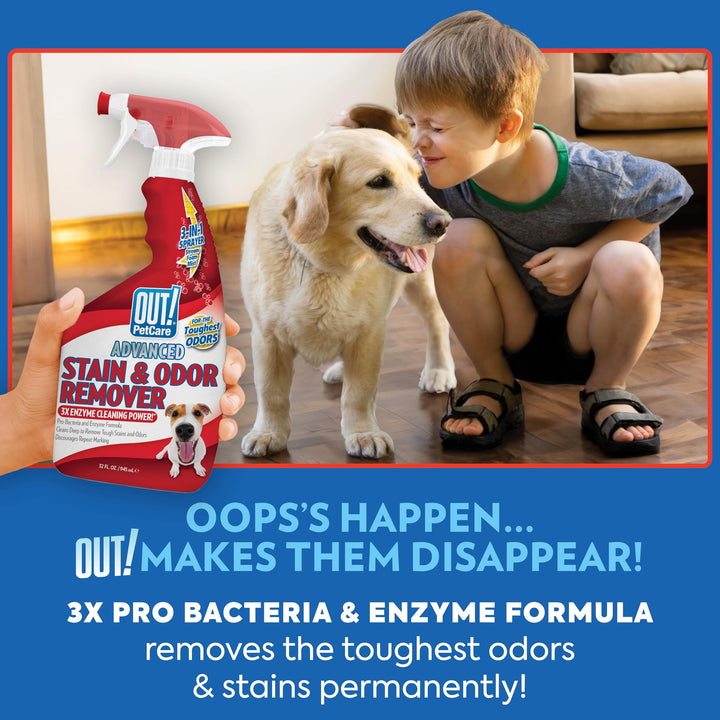 PetCare Advanced Pet Stain and Odor Remover, Stain and Odor Eliminator, Pet Carpet Cleaner, Enzyme Cleaner Spray, Pro Bacteria Urine Remove, Deodorizer, Safe & Effective, 32 fl oz (2 Pack)