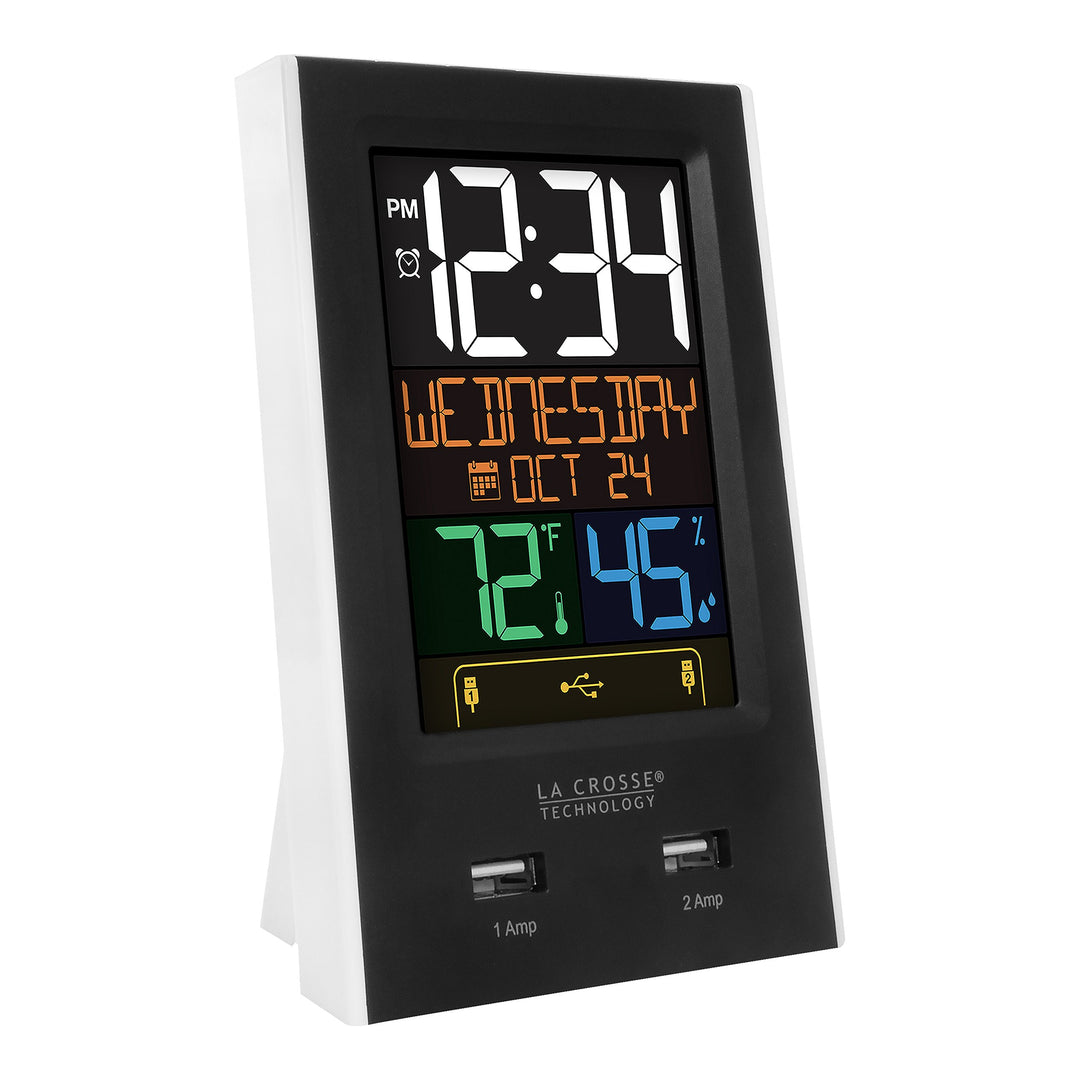 C86224 Dual USB Charging Alarm with nap Timer, 3.74 L x 2.40 W x 5.24 H, Black