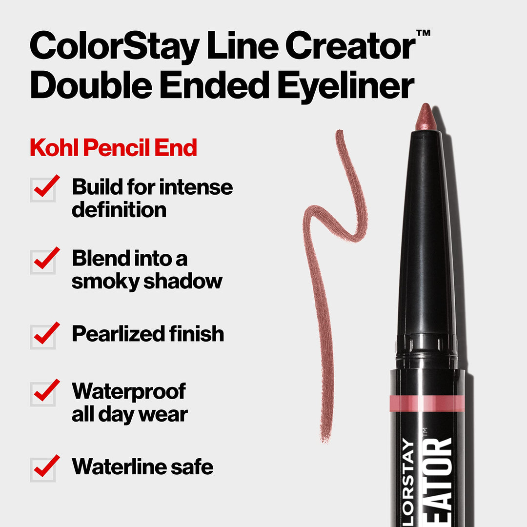 Revlon ColorStay Line Creator, Double Ended Liquid Eyeliner & Smoky Kohl Pencil, Waterproof & Transferproof Eye Makeup, 154 Cool as Ice, 0.004 oz