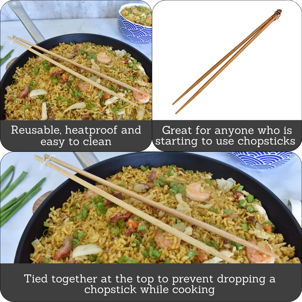 IMUSA 4 Pack 13.5 Bamboo Cooking Chopsticks,Brown