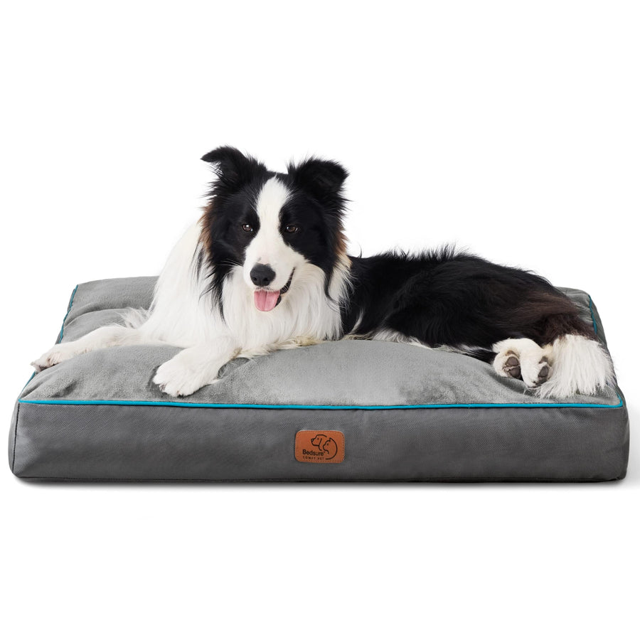 Waterproof Dog Beds for Large Dogs - 4 Inch Thicken Up to 80lbs Pet Mat Pillows with Removable Washable Cover, Grey