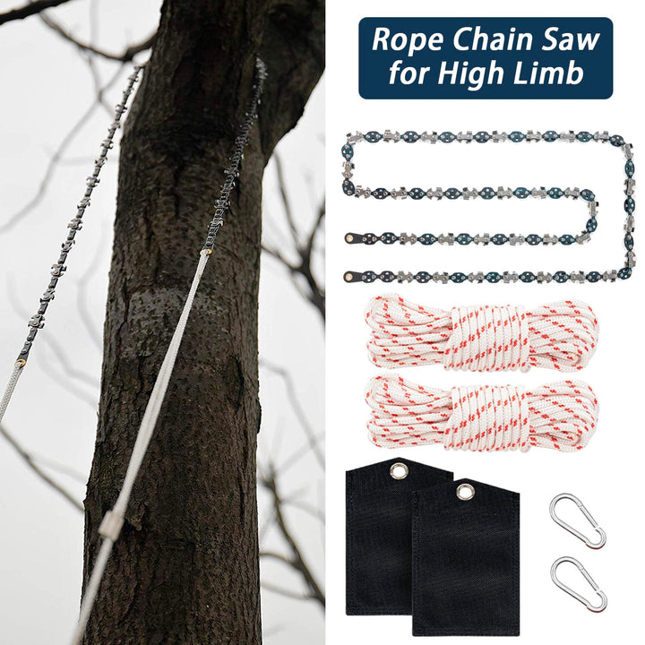 53 Inch High Reach Tree Limb Hand Rope Saw, 68 Sharp Teeth Blades on Both Sides, Folding Rope Chain Saw