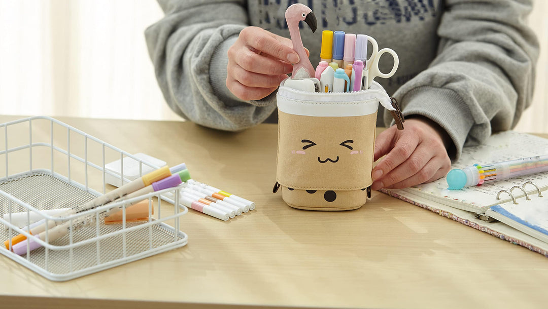 Telescopic Pencil Bag Pen Holder Pop Up Stationery Case, Stand-up Retractable Transformer Bag Standing Organizer, Great for Christmas Holiday New Year Office Bag