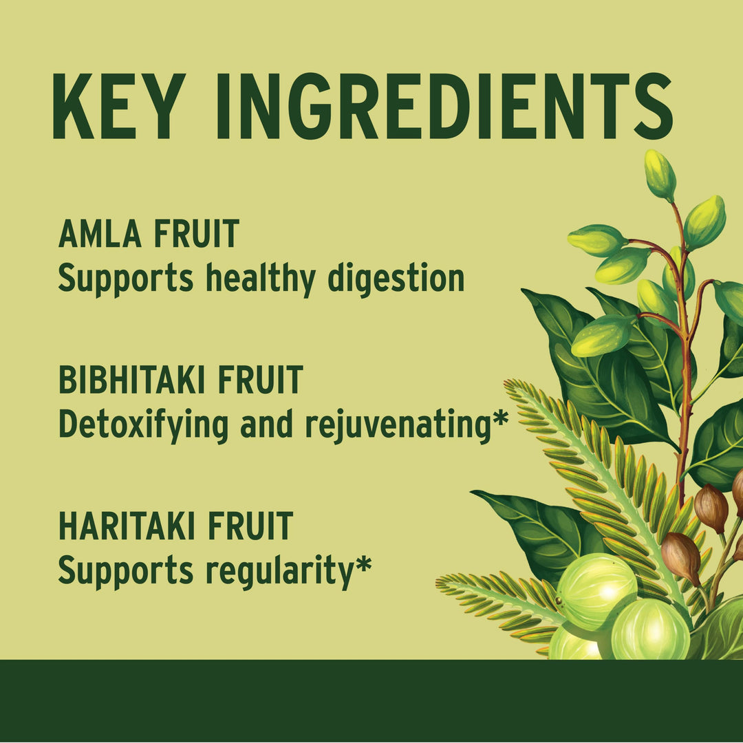 Triphala Tablets - Organic Triphala Supplement with Amla, Haritaki & Bibhitaki – For Digestion, Elimination & Healthy Gut Microbiome* – 90 Tablets – Non-GMO Sustainably Sourced Vegan