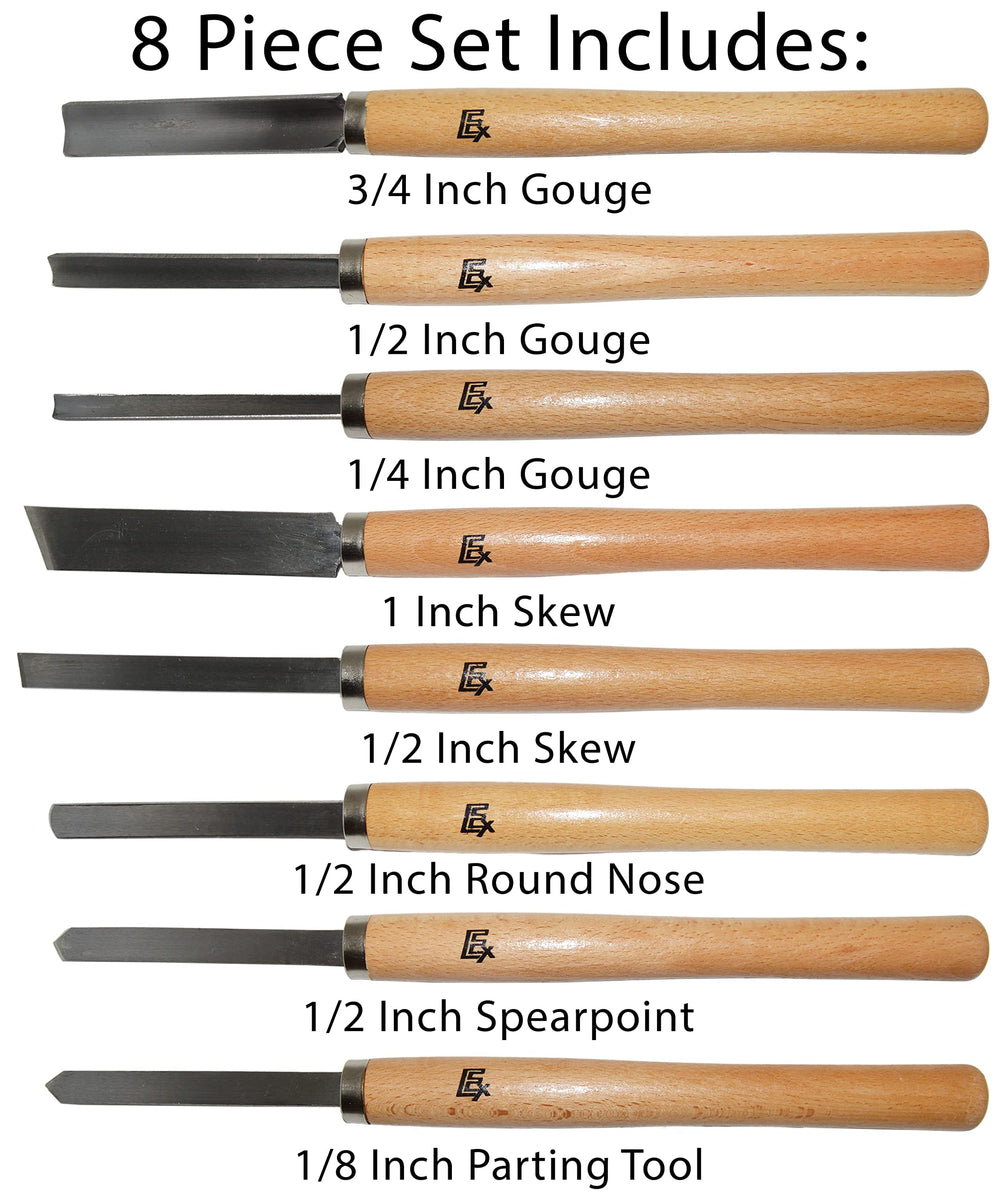 8 Piece Wood Chisel Woodworking Lathe Hand Tool Set