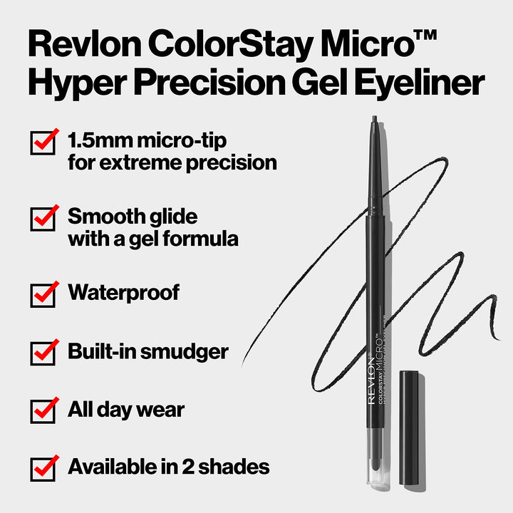 Revlon Colorstay Micro hyper Precision Gel Eyeliner, Waterproof, Long wearing, 0.009 Oz, Black
