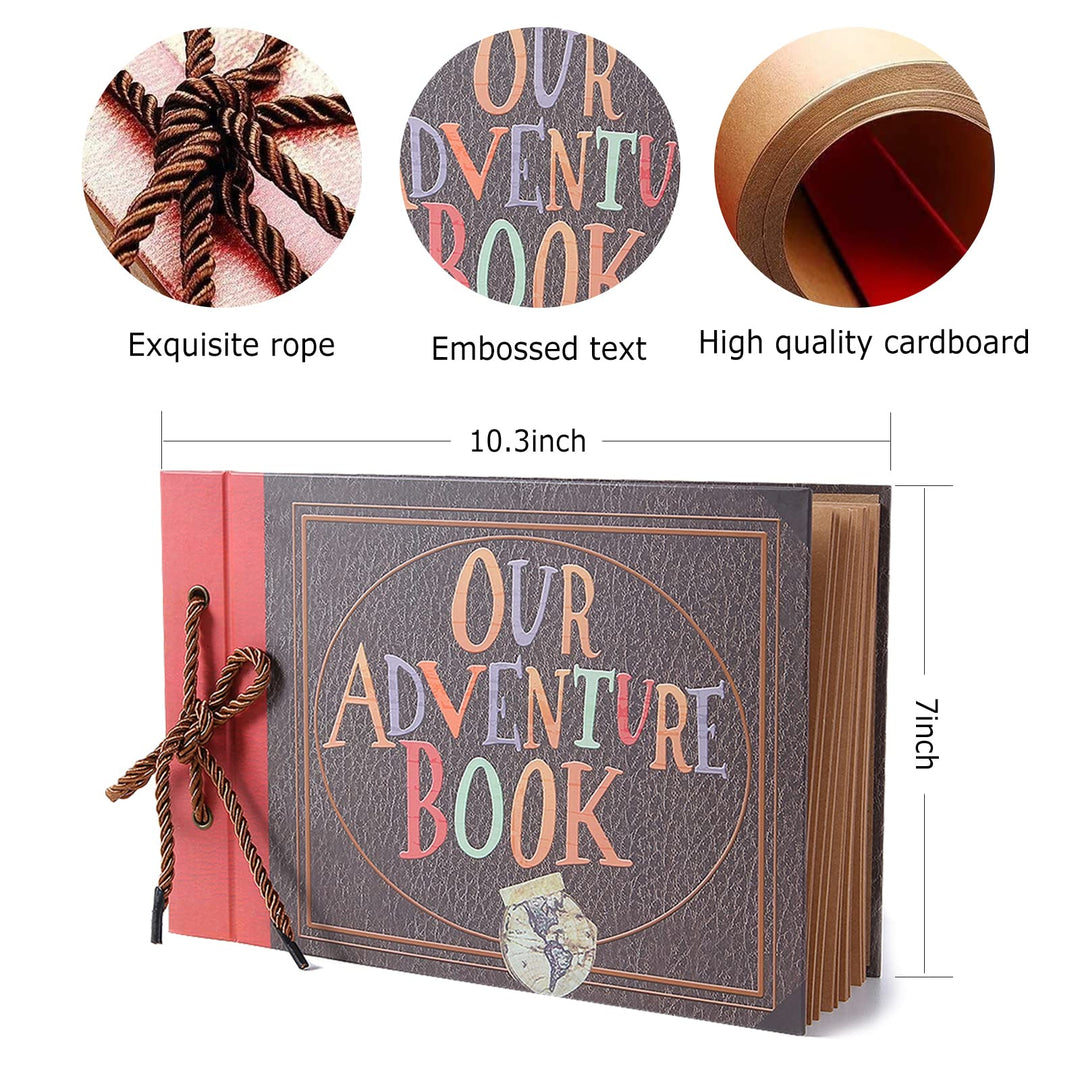 Scrapbook Photo Album Our Adventure Book Up Movie Scrap Photo Book Embossed Words DIY Memory Book for Couple Travel Friend