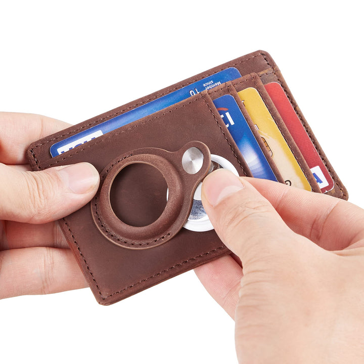 Slim Minimalist Front Pocket Air Tag Wallet, Mens Wallet with Airtag Holder