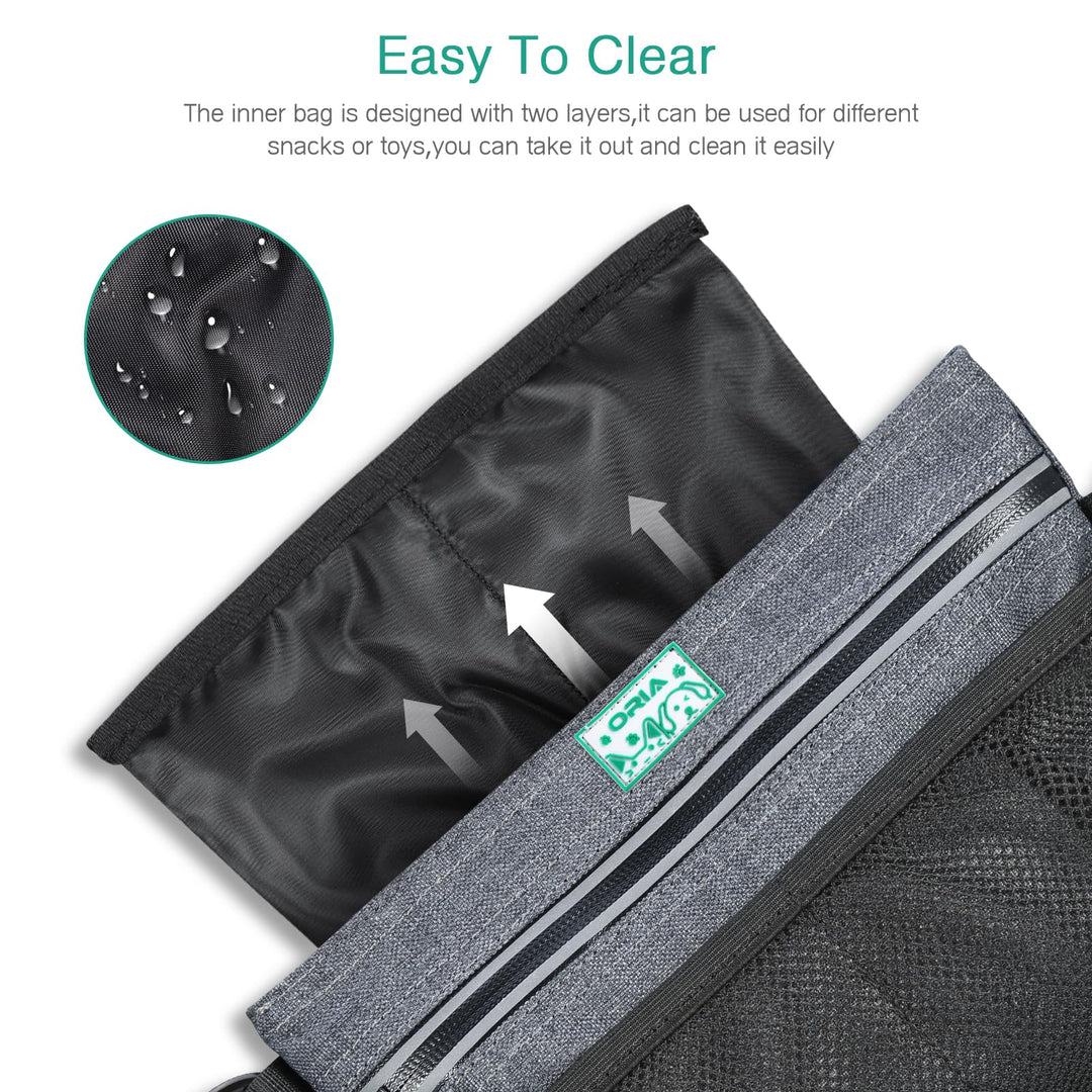 Dog Treat Training Pouch, Pet Out Training Belt Bag, Dog Food Bag with Removable Inner Pocket, Built-in Poop Bag Dispenser, Dog Training Bag, Gray