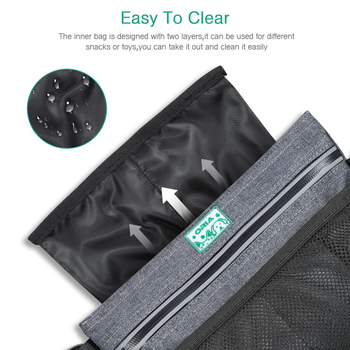 Dog Treat Training Pouch, Pet Out Training Belt Bag, Dog Food Bag with Removable Inner Pocket, Built-in Poop Bag Dispenser, Dog Training Bag, Gray